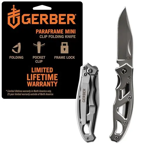Gerber Paraframe Mini silver stainless steel pocket knife