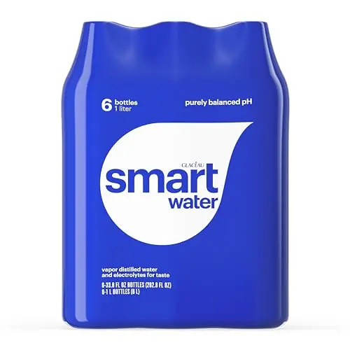Smartwater vapor-distilled 33.8oz water bottles in a 6-pack