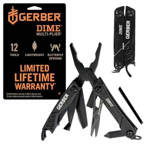 Gerber Dime mini black multitool on a keychain