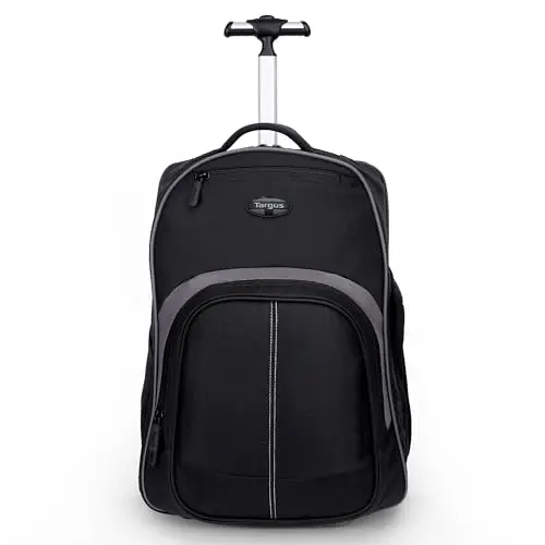Targus 16-inch black rolling backpack with removable laptop sleeve