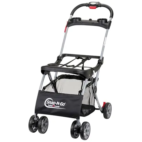Baby Trend Snap N Go EX Universal Infant Car Seat Carrier stroller frame in black, folded compactly.