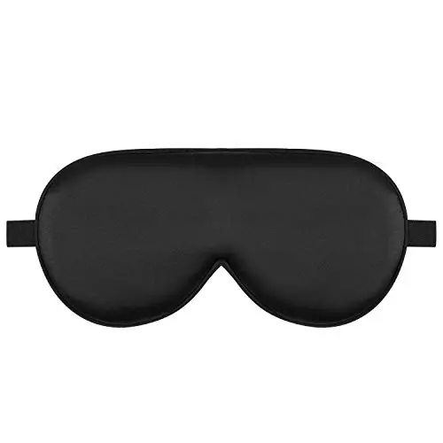 Alaska Bear black contoured silk sleep mask showing its padded eye cups.