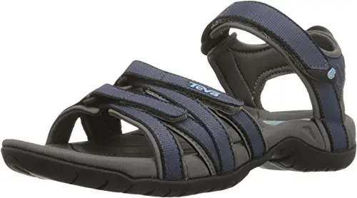 Teva Women's Tirra Sandal in Bering Sea color, showing three adjustable straps and rugged tread.