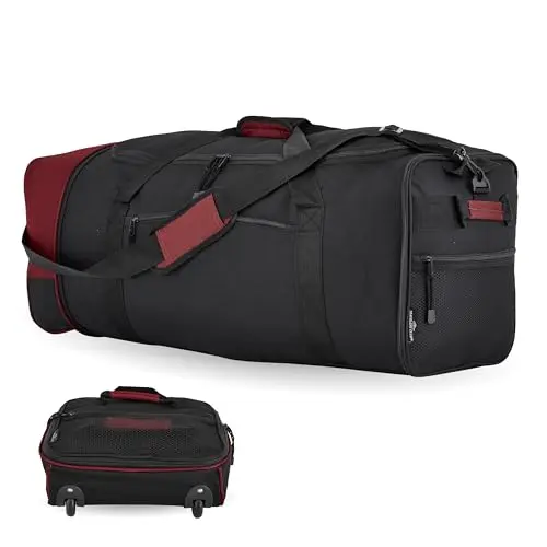 Travelers Club 32-inch expandable rolling duffel bag in red