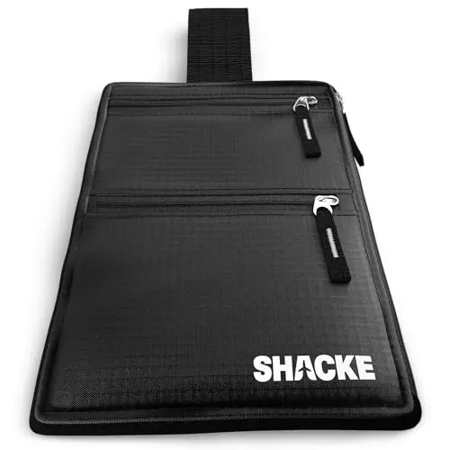Shacke hidden wallet with black strap designed to attach to belt loop