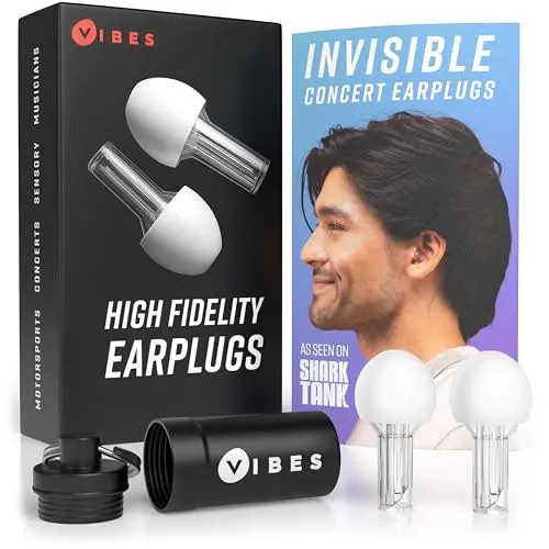 VIBES clear high fidelity concert earplugs in an aluminum case