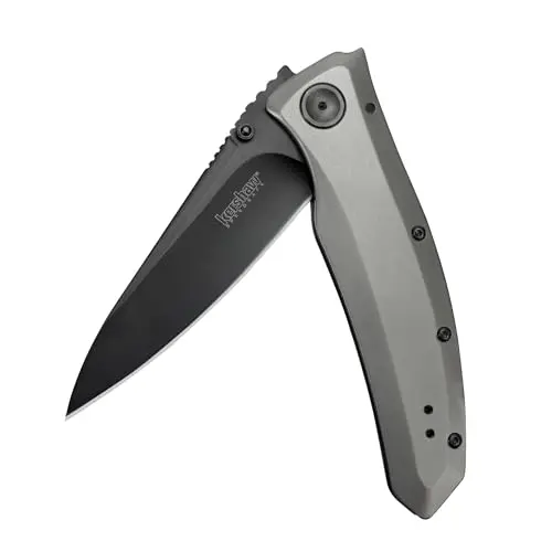 Kershaw Grid gray and black folding knife with drop point blade