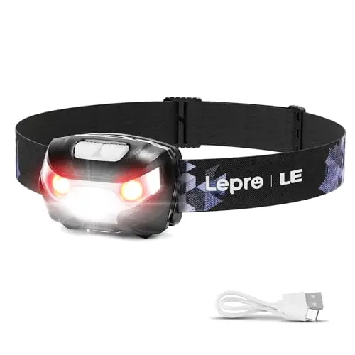 Lepro rechargeable headlamp with elastic headband