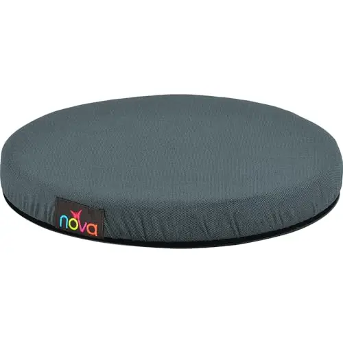 Nova Swivel Seat Cushion with charcoal blue cover on a car seat