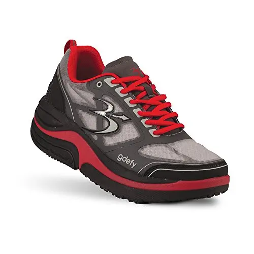 G-DEFY ION men's orthopedic walking shoe with gray and red design