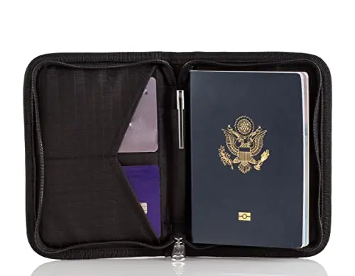 Zero Grid RFID-blocking passport travel wallet in black nylon