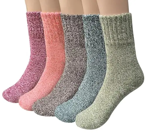 YSense Wool Socks for Women in a pack of five assorted colors