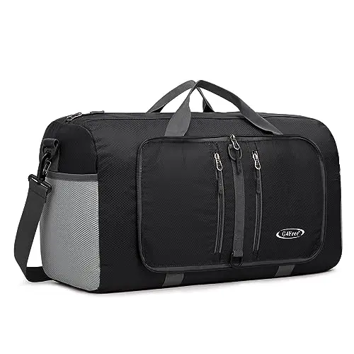 Black G4Free foldable nylon duffel bag compacted into a small pouch