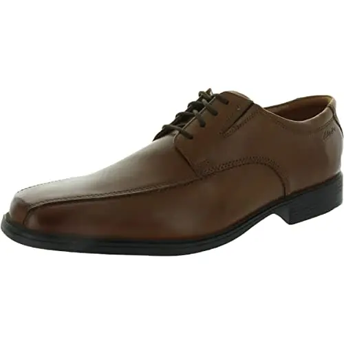 Clarks Tilden Walk Oxford dress shoe in dark tan leather