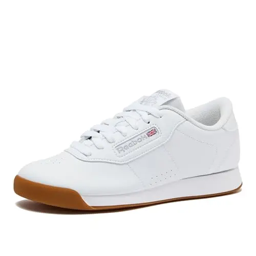 Reebok Women's Princess Sneaker in white with gum sole