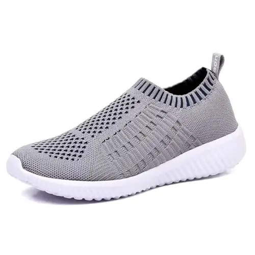 TIOSEBON Women's Slip On Walking Tennis Shoes in Gray