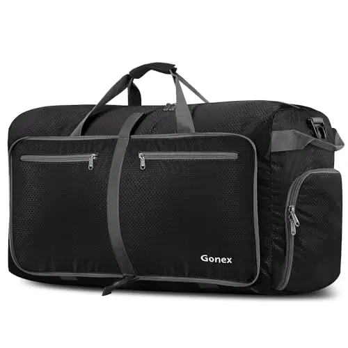 Gonex 100L large black foldable travel duffel bag