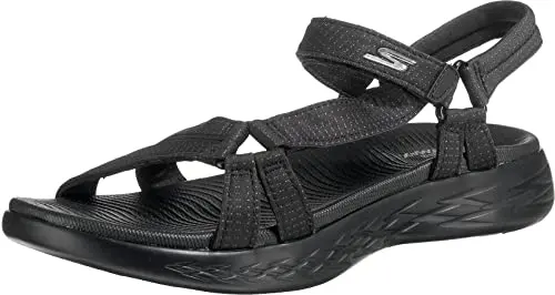 Skechers On-the-go 600 Brilliancy Sport Sandal in black with mesh upper