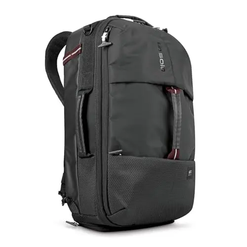 Solo New York black convertible duffel bag shown in both backpack and duffel modes