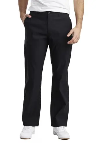 UNIONBAY men's lightweight tech chino pants in black, with a classic chino style and zip pockets.