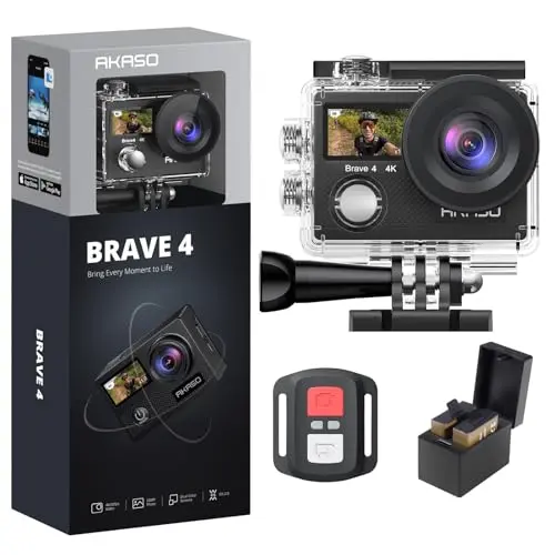 AKASO Brave 4 action camera with waterproof case and remote