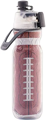 O2COOL Mist 'N Sip water bottle with football design and misting feature