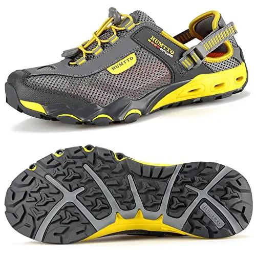 HUMTTO men's amphibious hiking water sandals in grey