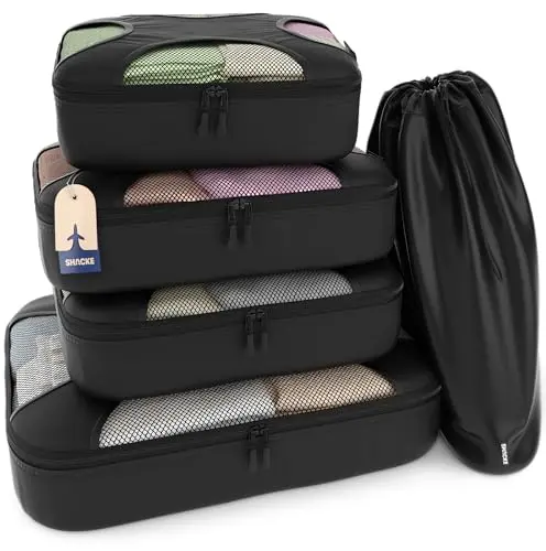 Shacke Premium 5-Piece Packing Cube Set in Black