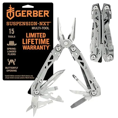 Gerber Suspension-NXT multitool with open pliers and deployed tools