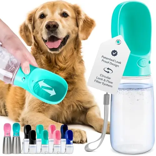 MalsiPree stainless steel portable dog water bottle with built-in bowl