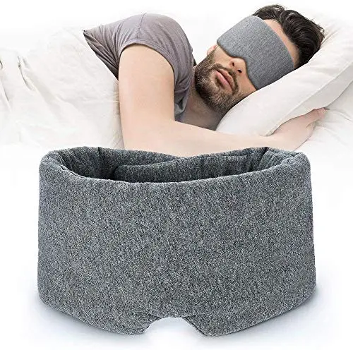 FRESHME grey cotton sleep mask with adjustable velcro strap