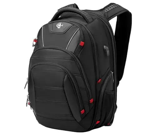Swissdigital sleek black laptop backpack for college and business