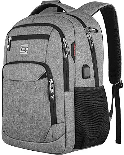 Volher slim laptop backpack with USB port in grey