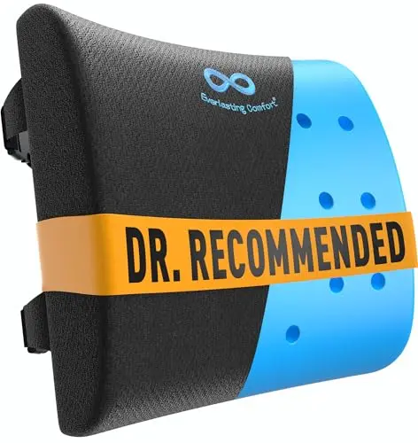 Everlasting Comfort black gel-infused lumbar support pillow with mesh cover
