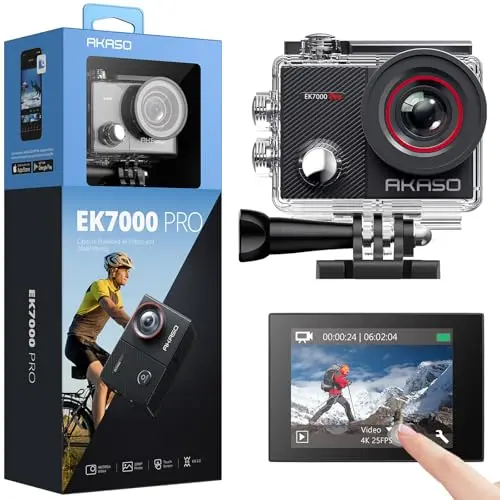 AKASO EK7000 Pro action camera with touch screen display