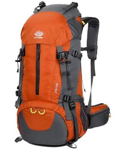 WoneNice 50L orange waterproof hiking backpack
