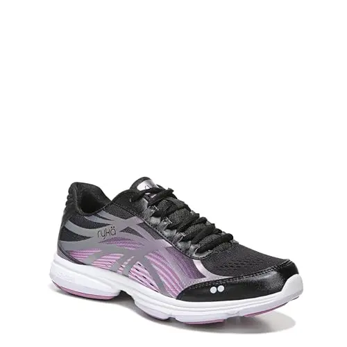 RYKA Devotion Plus 3 walking shoe in black, demonstrating its supportive build and roomy toe area.