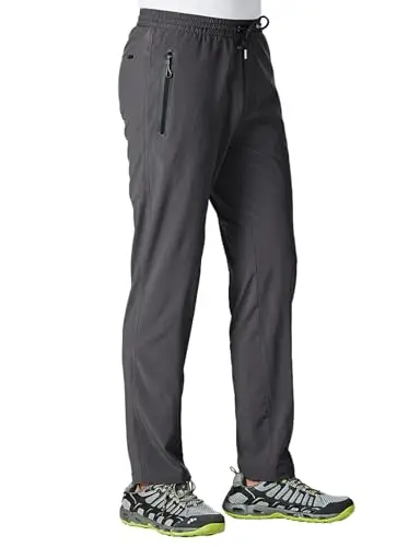 TBMPOY men's lightweight hiking pants in dark grey, showing a straight-leg fit.