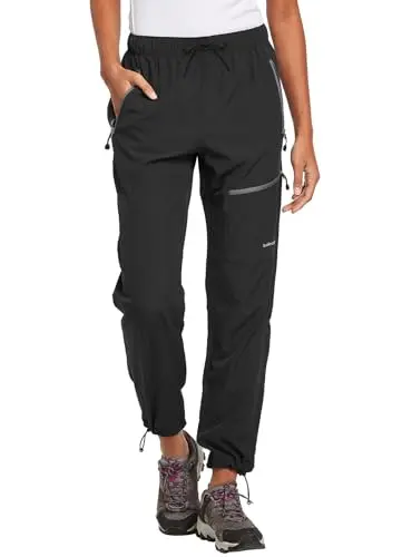 Baleaf women's hiking pants showing lightweight fabric and multiple zip pockets