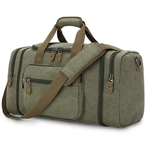 Gonex army green canvas travel duffel weekender bag