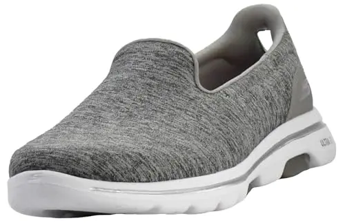 Skechers Women's Go Walk 5 Honor Sneaker in grey, wide width for flat feet