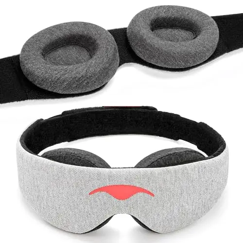 Manta Sleep gray sleep mask with detachable, fully adjustable eye cups.