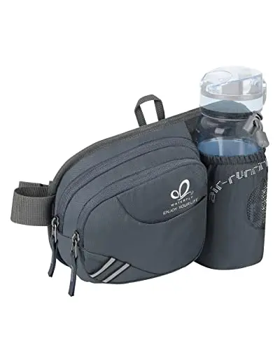 WATERFLY fanny pack waist bag with large water bottle holder and multiple pockets