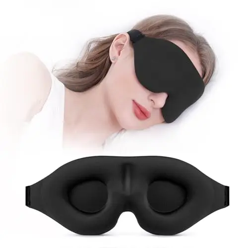 YIVIEW black 3D contoured sleep mask with memory foam