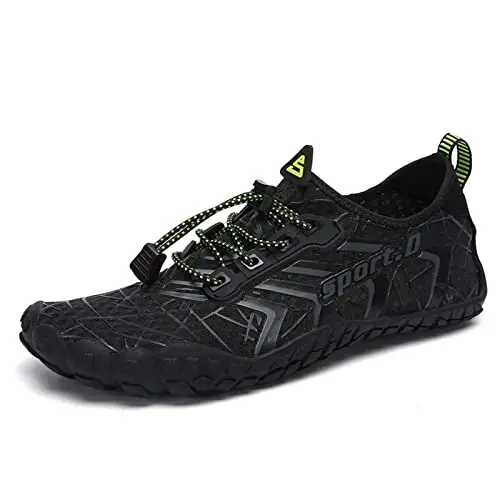 UBFEN water shoes in black, showing athletic style and mesh upper