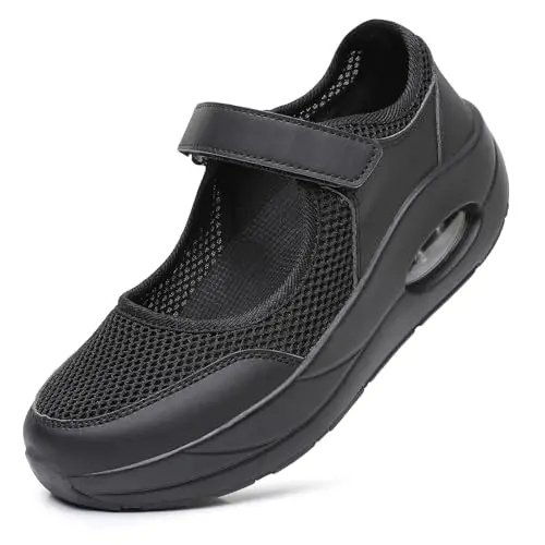 Git-up women's orthopedic walking sneakers in black