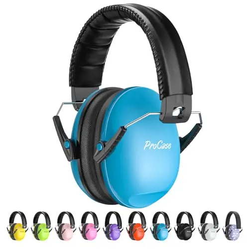 ProCase blue noise cancelling headphones for kids with adjustable headband