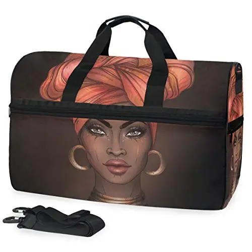 Travel duffel bag with African print pattern for women and men