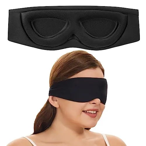 Alaska Bear black headband-style sleep mask laid flat