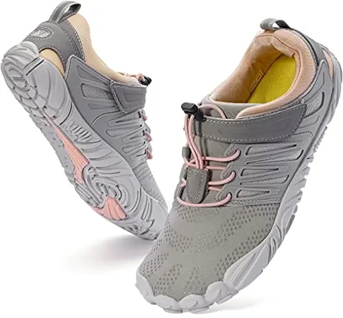 WHITIN Women's Minimalist Barefoot Trail Running Shoes in Grey/Pink